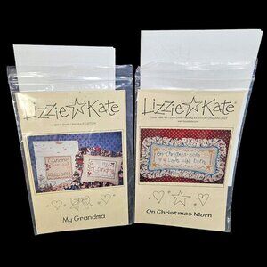 Lizzie Kate My Grandma and Christmas Morn Sayings Cross Stitch Patterns Lot of 2
